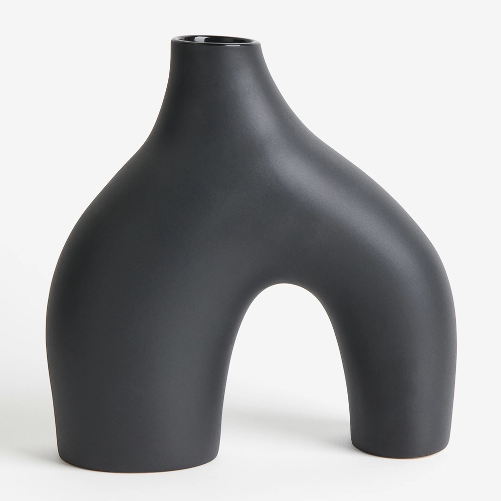 H&M Home large stoneware vase modern shelf decor cb2 irregular art arch rh - Picture 2 of 8